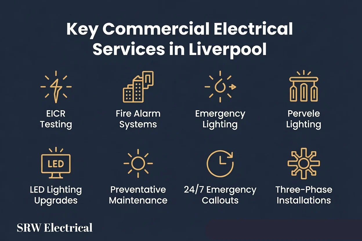 Commercial Electrician Liverpool - Complete Guide to Services for Businesses - SRW Electrical Contractors v3