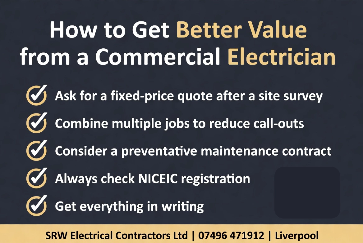 How Much Does a Commercial Electrician Cost in Liverpool - SRW Electrical Contractors v3